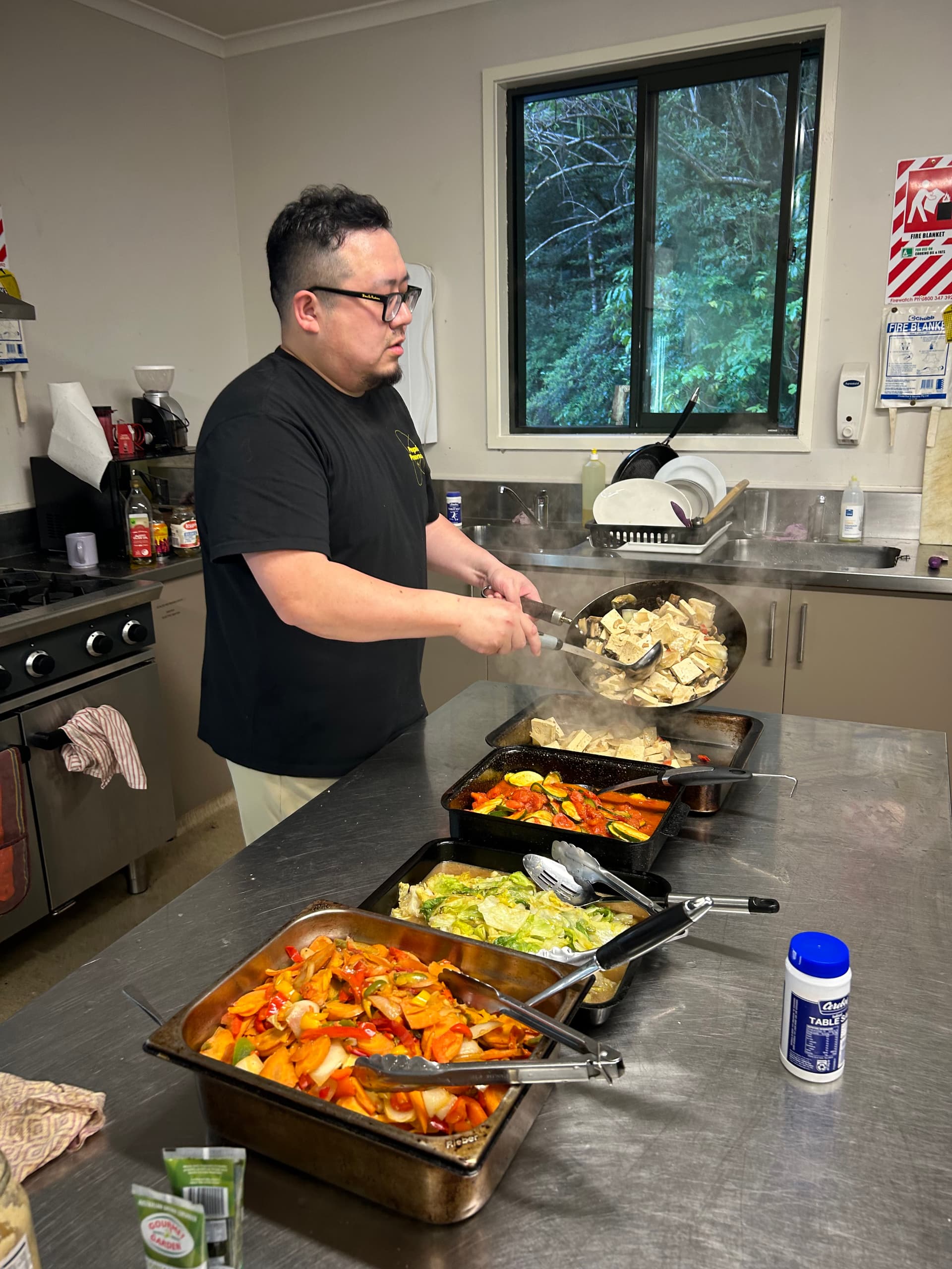 Dr. Long cooking dinner