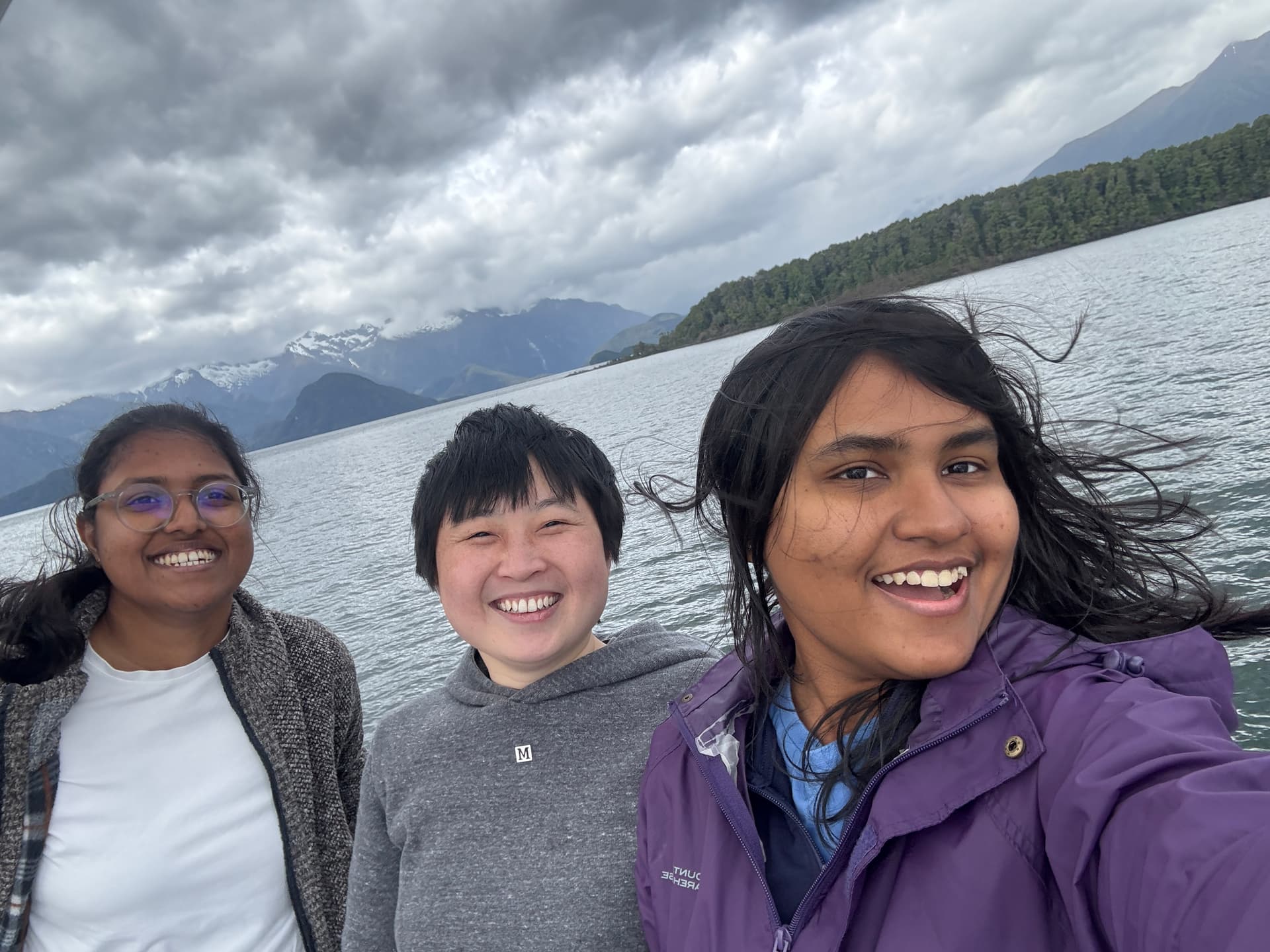 Anushka, Sumudu, and me on the boat