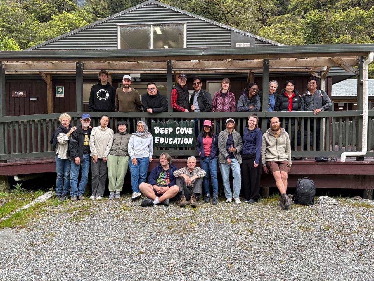 Group photo in front of Deep Cove Education Centre