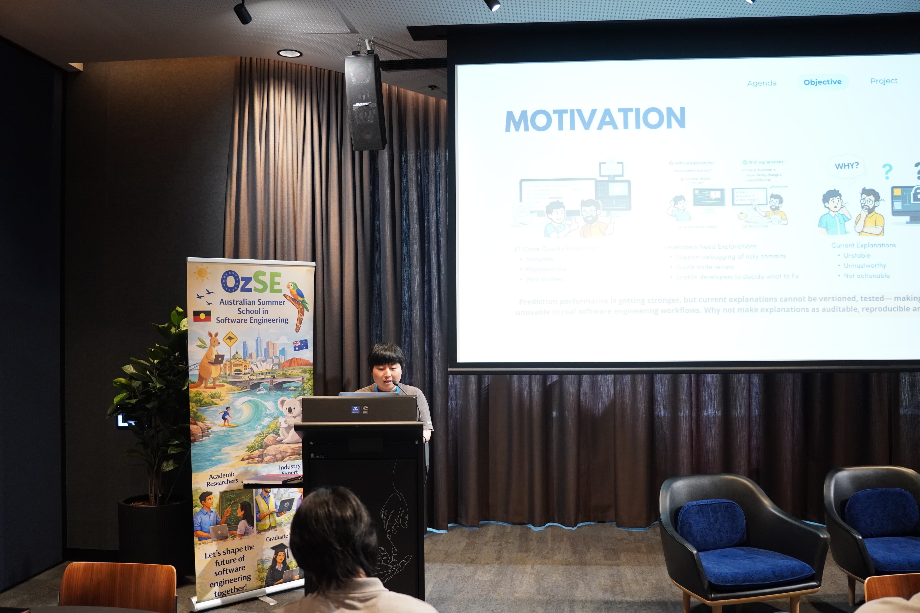 Lei Pei presenting XMAS-CQP at OzSE 2026