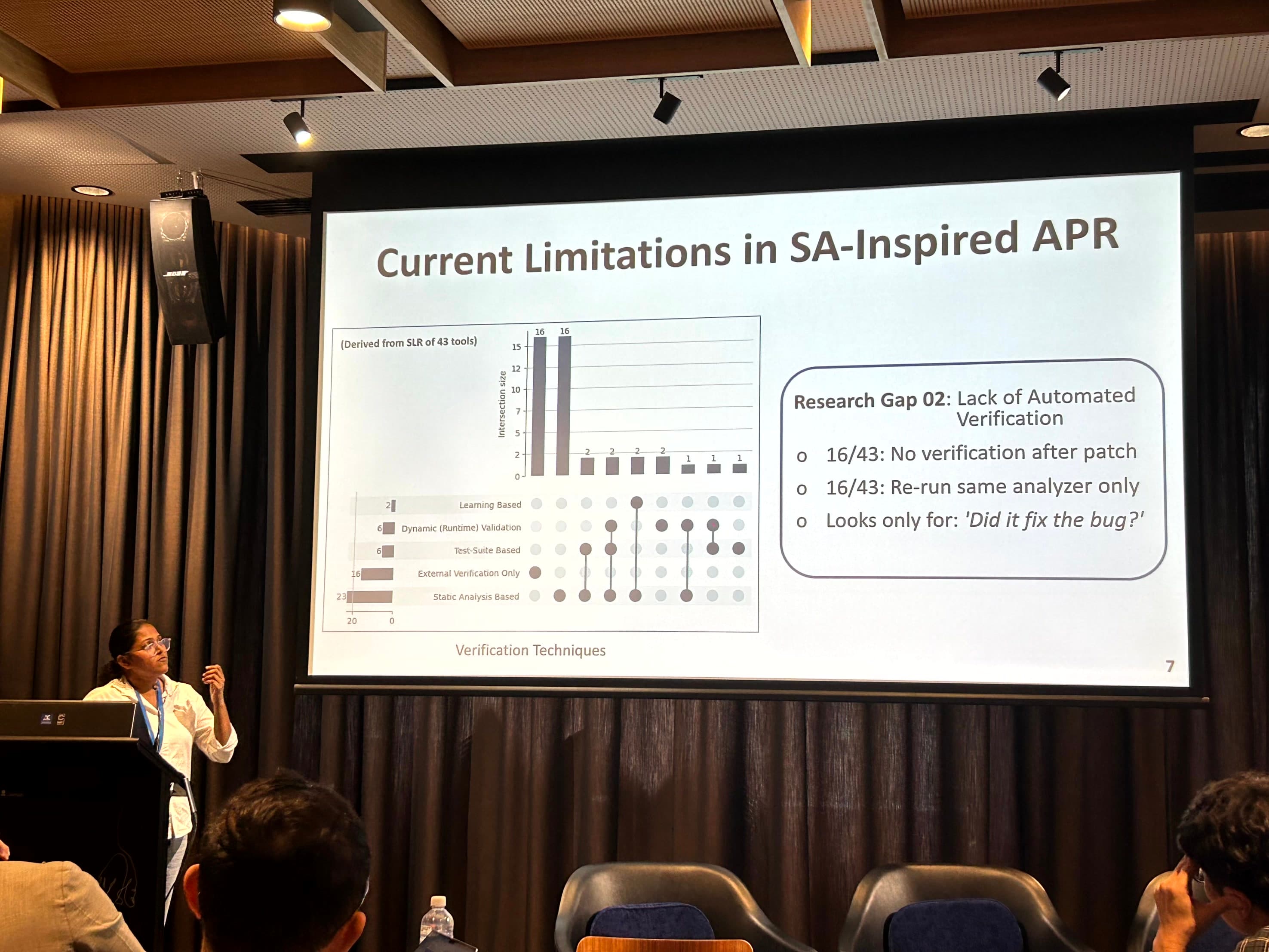 Sumudu Bambarawanaliyanage presenting EnsLLM at OzSE 2026