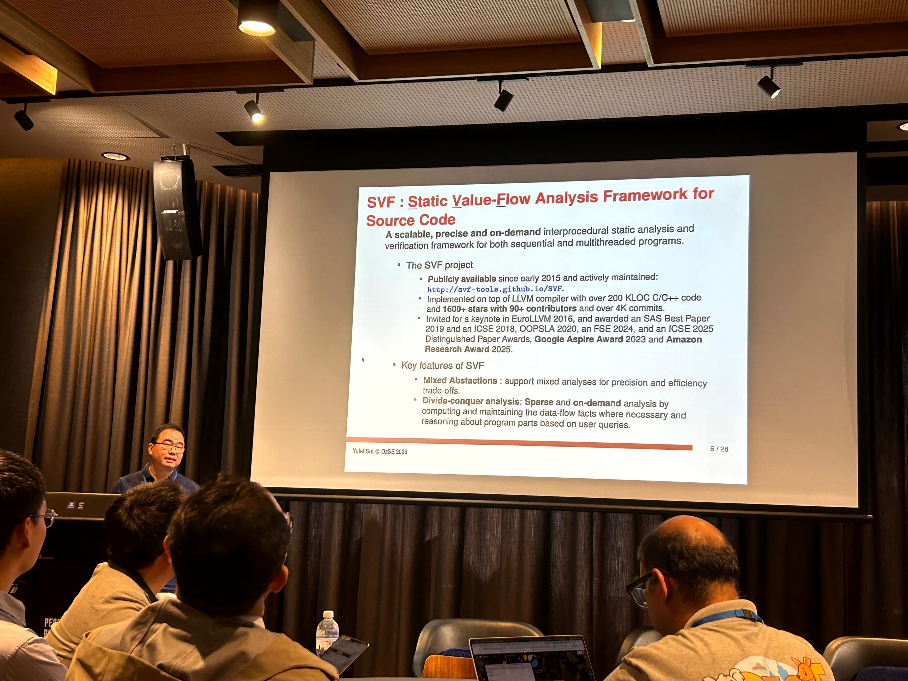 Yulei Sui presenting at OzSE 2026